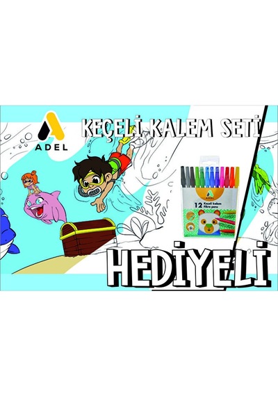 30x120 Boyama Rulosu Yaman Sualtı Macerası + Adel 12'li Keçeli Bo