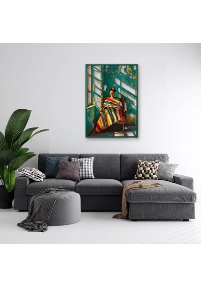 Renkli Şallı Bohem Kadın - Metal Tablo - Dec0341 36 X 50 Cm Çok Renkli