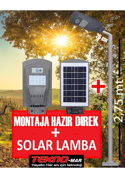 Güneş Enerjili Bahçe Aydınlatma Direği Ve Solar Sokak Lambası