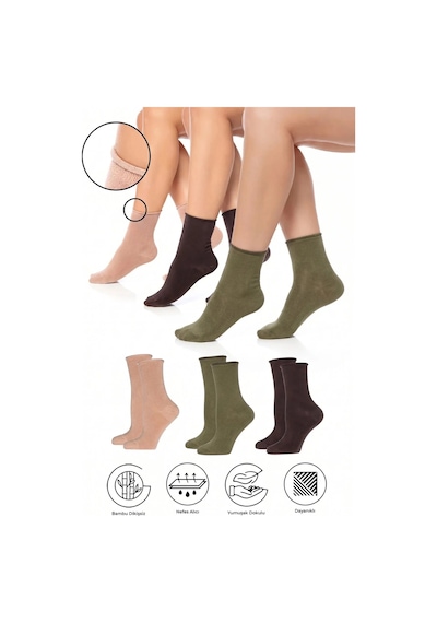 Saysez Bambu Kadın Lastiksiz Kahverengi-bej-haki Soket Dikişsiz Premium Çorap 3'lü Paket / İz Bırakmaz / Sıkmayan Çorap Çok Renkli Saysez Bambu Kadın Lastiksiz Kahverengi-bej-haki Soket Dikişsiz Premium Çorap 3'lü Paket / İz Bırakmaz / Sıkmayan Çorap Çok Renkli