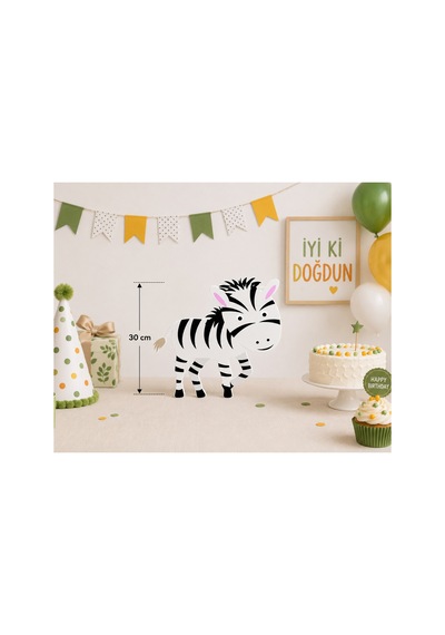 30 Cm Zebra Figür 3mm Foreks Baskı Çocuk Odası, Doğum Günü Ve Parti Dekoru Sürpriz Hediyeli Diğer