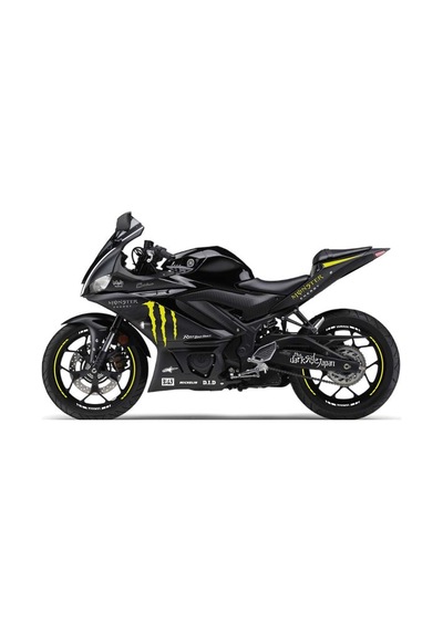 2019-2020 Yamaha Yzf R25 Neon Sarı- Beyaz Monster Sticker Etiket