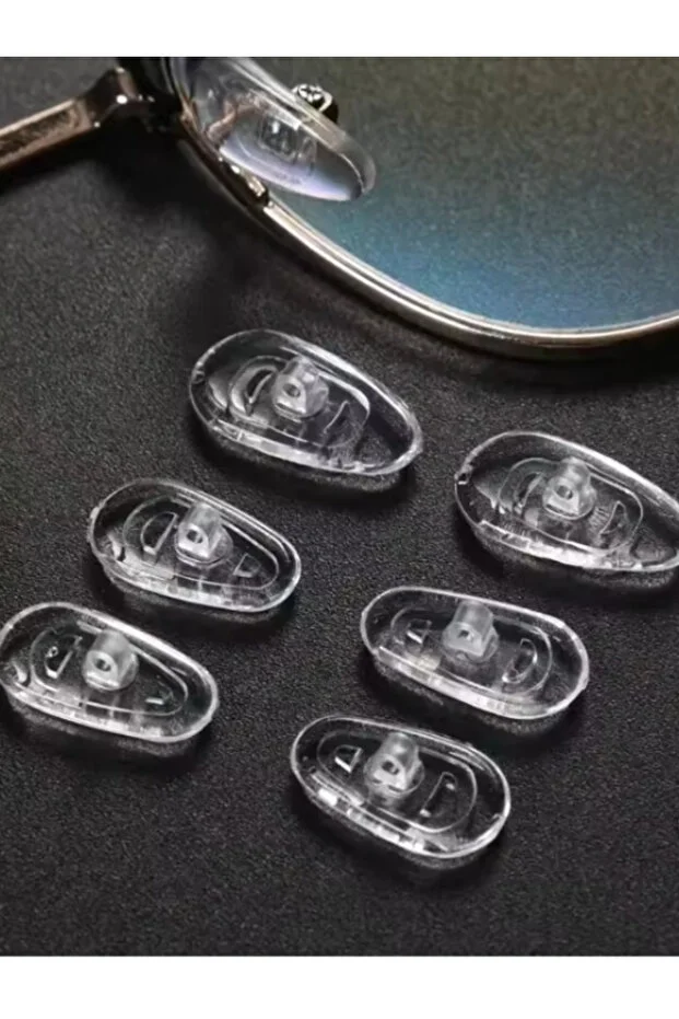 10 Adet 5 Çift Gözlük Burun Pedi - 15 Mm Vidalı Damla Silikon Plaket - Yumuşak Konforlu Set