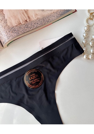 Orijinal Lazer Kesim Spandex Invisible Dikişsiz Transparan Detayl Siyah