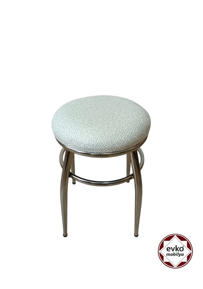 Evko Mobilya Tabure, Bar Taburesi, 2 Adet Tabure, Puf, Bench, Metal Ayaklı Tabure, İç Içe Geçebilen Tabure, Mutfak Balkon Bahçe Taburesi Nıkelajj Krem