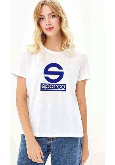 Sparco Logo Baskılı Beyaz Kadın Tshirt (534650407)