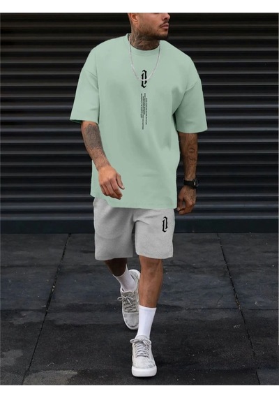 Altamira Erkek Dikey Baskılı T-shirt Şort 001