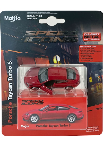 1:64 Speed Icons - Porsche Taycan Turbo S Kırmızı