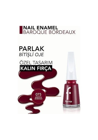 Flormar Sedefli Parlak Oje (BORDO) - Nail Enamel - 075 Baroque Bordeaux - 8682536035736
