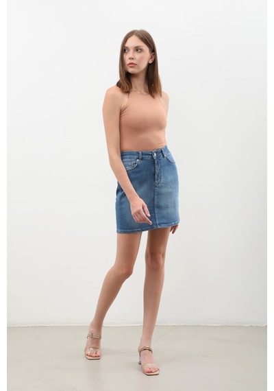 Banny Jeans Kadın Mavi Mini Jean Etek Mavi L