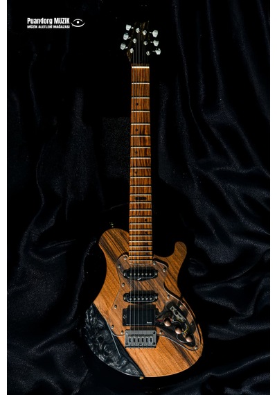 Elektro Gitar Custom Epoksi & Yıllanmış Ağaç Kişiye Özel Transparent Black