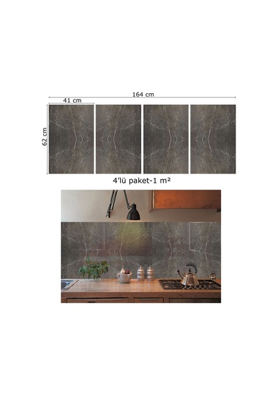 Tink Kendinden Yapışkanlı Siyah Bulut Desenli Pvc Panel 41x62 Cm