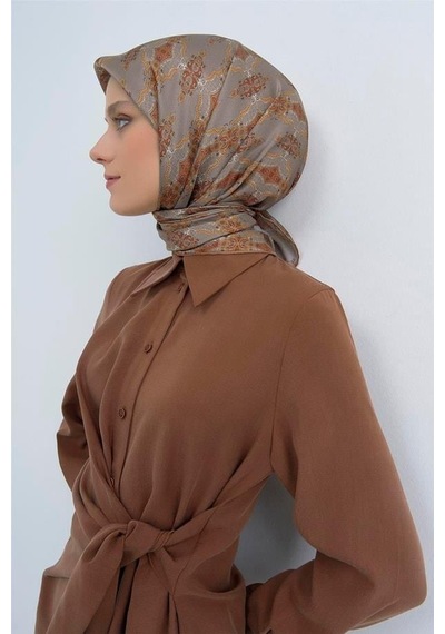 Armine İpek Eşarp 2026 Yaz - 9522-31 Vizon Turuncu Twill