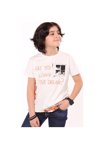 Toontoy Kids Toontoy Erkek Çocuk Baskılı Tişört Ekru