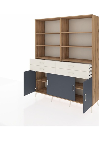 Hyperion Gardrop 8 Raflı 4 Çekmeceli 4 Kapaklı 176x44x221 Çam-antrasit/aytaşı Beyaz Hyperion Gardrop 8 Raflı 4 Çekmeceli 4 Kapaklı 176x44x221 Çam-antrasit/aytaşı Beyaz