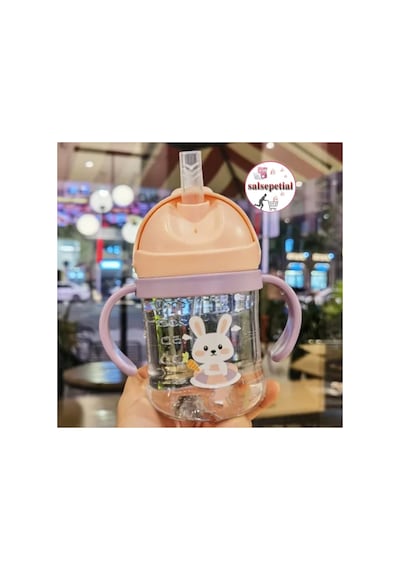 Türkçe Konuşan Şarkı Söyleyen 23cm Et Bebek 250ml Figürlü Pipetli Bebek Matara Biberon 2'li Set Pembe