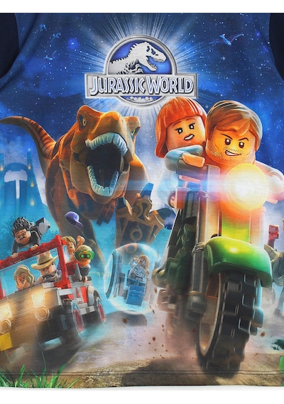 Dinazorlu Lego Jurassic World Oyun 3D Baskılı Kısa Kollu Yazlık Erkek Çocuk Tişört Lacivert