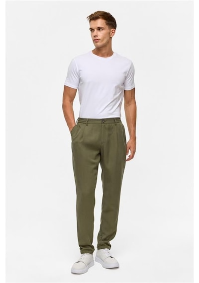 Süvari Koyu Haki Slim Armürlü Jogger Pantolon Koyu Haki