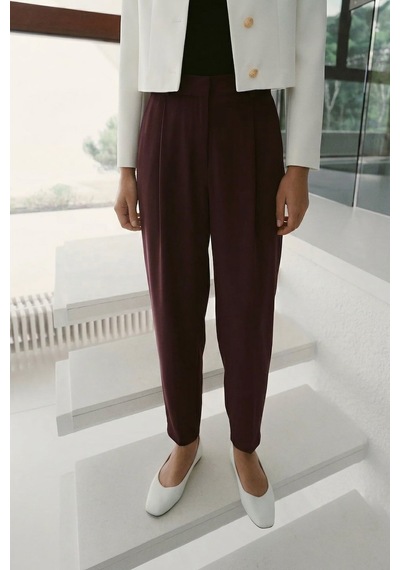 Sateen Talia Havuç Pantolon - Mürdüm-137381