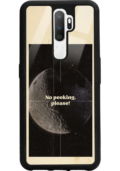 Oppo A5 2020 Peeking Tasarımlı Glossy Telefon Kılıfı Siyah