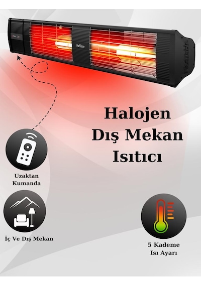 Hottable Supreme Plus 3000 W Su Geçirmez Uzaktan Kumandalı Isı Kademeli Infrared  Dış Ortam Isıtıcı