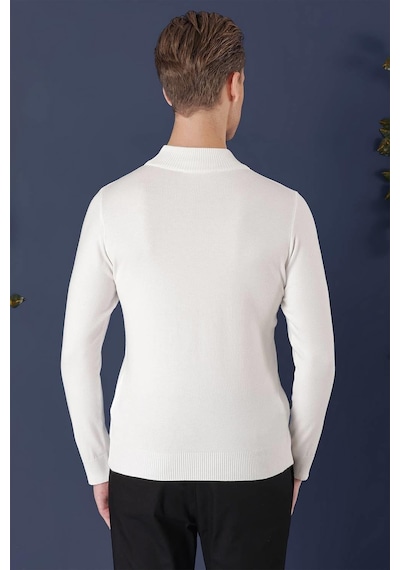 Efor Tr 863 Slim Fit Ekru Klasik Triko Ekru