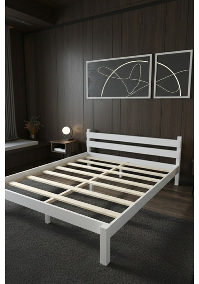 Renazzo Letto Masif Ahşap Karyola Beyaz 140x200 Beyaz - 140 X 200