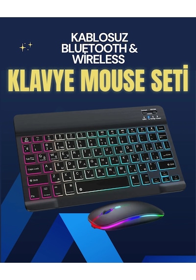 Şık Ve Sessiz Tasarımlı Işıklı Klavye Mouse Seti - Şarjlı, Wireless 94758055