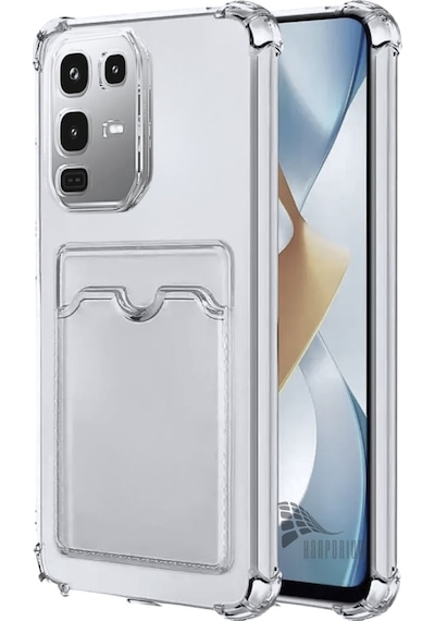 Infinix Note 50 Uyumlu Kartlıklı Kılıf - Köşe Korumalı Cüzdanlı Esnek Silikon Kapak - Şeffaf Şeffaf