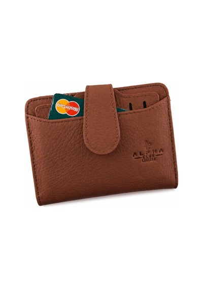 Alphaclub Bag Kadın Çok Bölmeli Kartlıklı Çıtçıt Kapamalı Cüzdan Taba