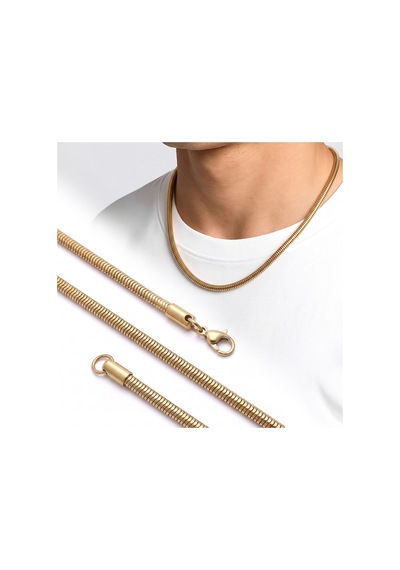Beycen Aksesuar Oval Spiral Erkek Çelik Zincir Kolye 5 Mm 55 Cm Gold 3902eck011 Çok Renkli
