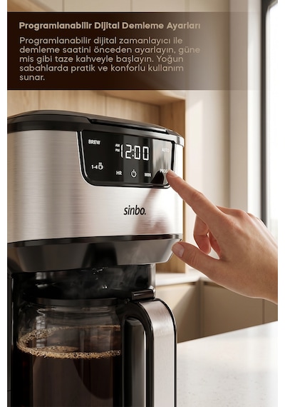 Scm-9041 Otomatik Zaman Ayarlı Xl 14 Fincan Filtre Kahve Makinesi Dijital Göstergeli