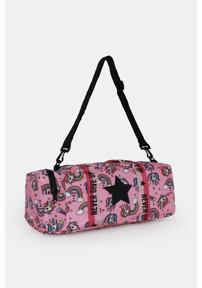 İcone Bag Çocuk Yıldız Logolu Spor Çanta, Çocuk Spor Çanta, Fermuarlı Detaylı Çocuk Spor Çanta FUŞYA - PEMBE