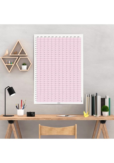 2026 Yıllık Takvim Planlayıcı, Planlayıcı Duvar Takvimi, Pastel Pembe Renk