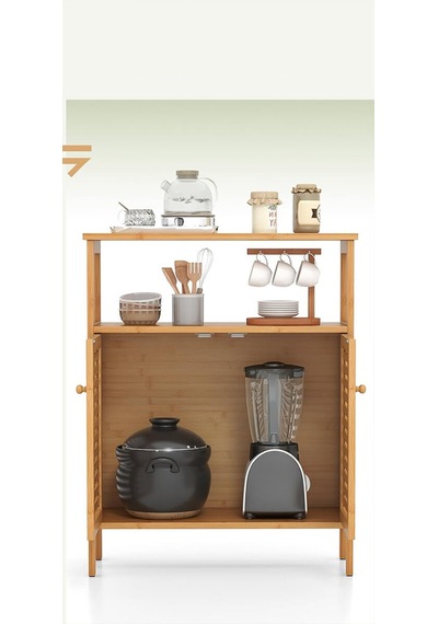 Çok Amaçlı Dolap Ahşap Bambu Organizer Raflı 66x33x85cm 5680