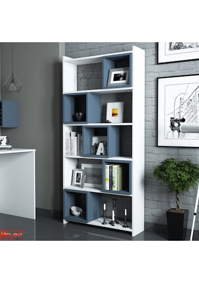 Variant Box Kitaplık Ve Çalışma Masası Takımı - Beyaz / Mavi Beyaz