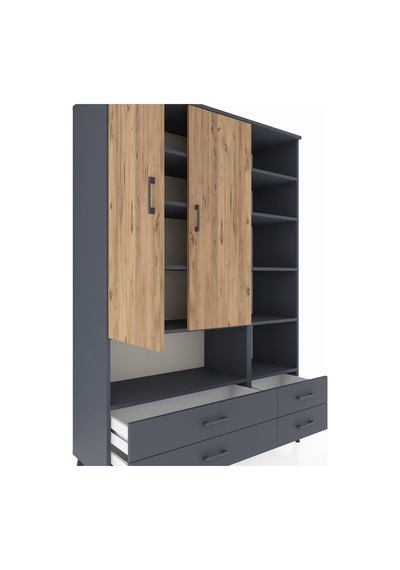 Hyperion Dolap 10 Raflı 4 Çekmeceli 2 Kapaklı 132x44x195 Antrasit-çam/antrasit Atlas Çam/antrasıt Hyperion Dolap 10 Raflı 4 Çekmeceli 2 Kapaklı 132x44x195 Antrasit-çam/antrasit Atlas Çam/antrasıt