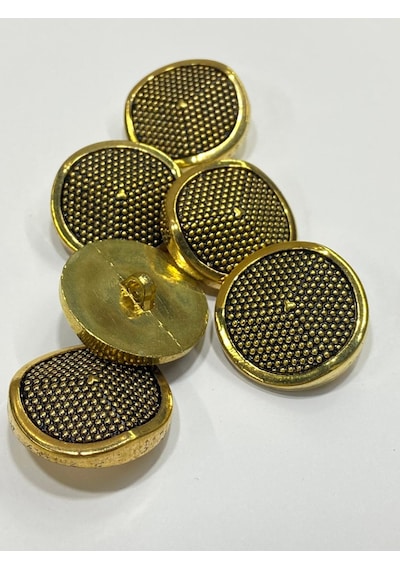 Kaban Manto Düğmesi / Metalize Plastik Düğme / Antik Gold / 3 Cm 6 Lı Set