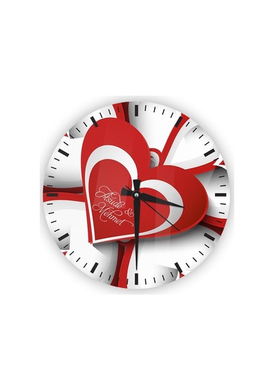 Kişiye Özel Cam Duvar Saati 27 Cm. - 009 Çok Renkli