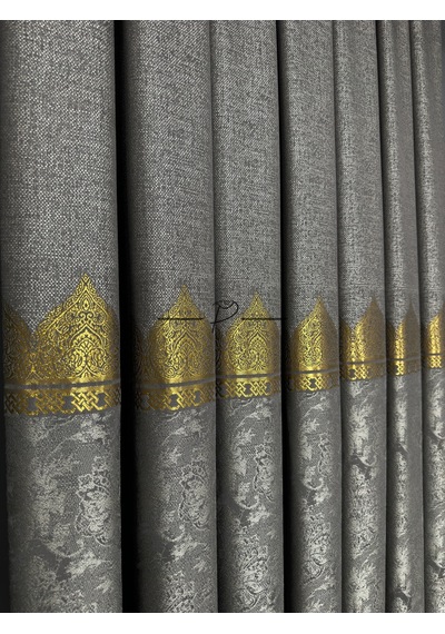 Fon Perde Pano Fonluk Nilo Desen - Gri-gold Çok Renkli