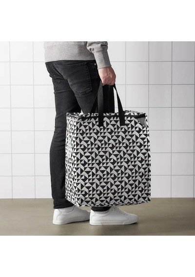 Ikea Knalla Giysi Malzeme Yemek Taşıma Çantası Desenli Siyah 47 L N11.8216
