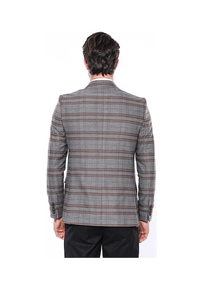 Wessi Ekose Desenli Slim Fit Kahverengi Erkek Ceket - Wessi Kahverengi