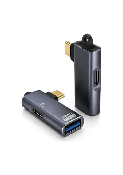 Type-c Otg 2-in-1 Adaptör Pd 10w Hızlı Şarj Usb 3.0 5gbps Type-c Ve Usb-a Bağlantı Mobil Tablet Notebook İçin Ads-617 Gri - Pd 10w