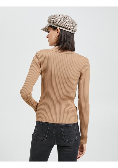 Koton Yarım Balıkçı Yaka Kazak Slim Fit Triko Deve Tüyü 4wak90038ht 4WAK90038HT100 Taba