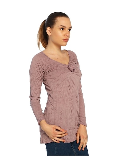 Bulalgiy Kadın Gül Kurusu Casual Uzun Tişört - Bga063463