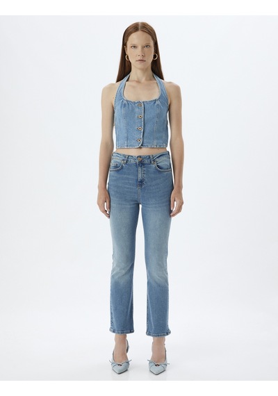 Koton İspanyol Paça Kot Pantolon Skinny Fit Düğmeli Pamuklu - Kick Flare Jean Açık İndigo 4sal40067md Açık İndigo Koton İspanyol Paça Kot Pantolon Skinny Fit Düğmeli Pamuklu - Kick Flare Jean Açık İndigo 4sal40067md Açık İndigo