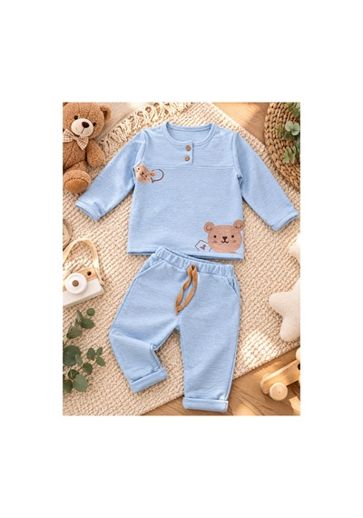 Uğur Bebe Erkek Bebek 2'li Takım 2 İplik Özel Örme Kumaş Açık Mavi Ayıcık Baskılı Uzun Kollu Üst Ve Bağcıklı Pantolon %100 Pamuk Mavi Mavi Uğur Bebe Erkek Bebek 2'li Takım 2 İplik Özel Örme Kumaş Açık Mavi Ayıcık Baskılı Uzun Kollu Üst Ve Bağcıklı Pantolon %100 Pamuk Mavi Mavi