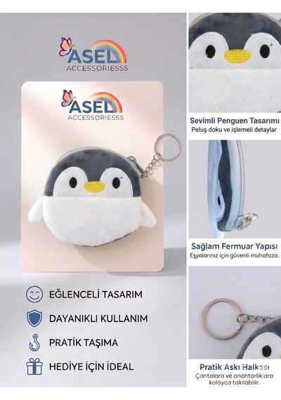 Asel Aksesuar Sevimli Hayvan Ve Karakter Figürlü Peluş Kancalı Mini Çocuk Cüzdanı Ve Çanta Aksesuarı - 9 Farklı Model