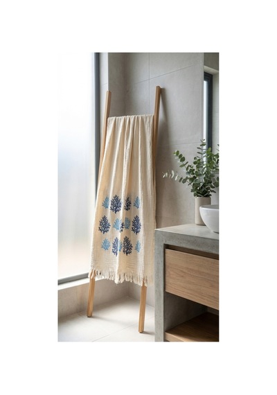 %100 Pamuk 4 Katlı Müslin Kumaş Plaj Havlusu / Peştemal / Banyo / Hamam Havlusu 90 X 190 Cm Ekru - 867455468 Ekru