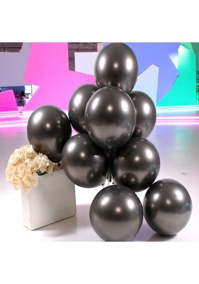 Ultra Yüksek Kalite 50adet Siyah Krom Balon Aynalı Balon Parlak Balon Metalik Balon Krom Siyah Balon Siyah